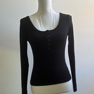 Elegant Black Long Sleeve Women's Top
